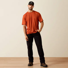 Ariat Men's Rebar Heat Fighter Textured Burnt Brick Logo Tee