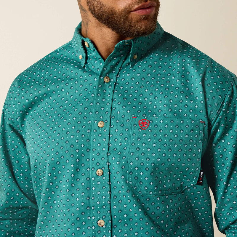 Ariat Men's FR Teal Aaron Work Shirt