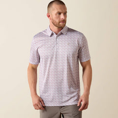 Ariat Men's White Island All Over Print Polo