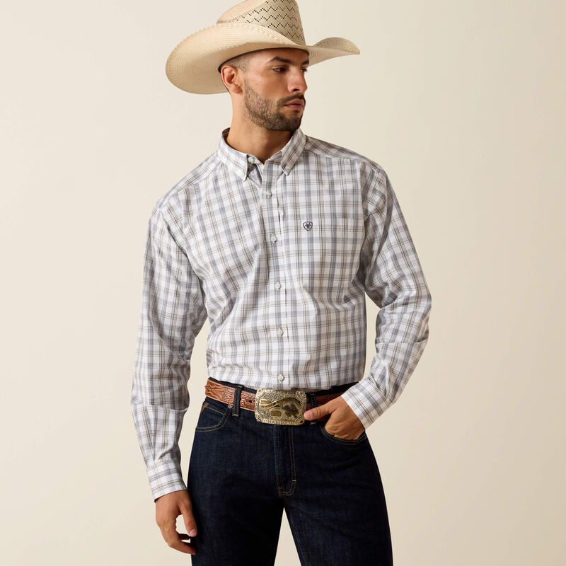 Ariat Men's White Plaid Pro Series Phoenix Classic Fit Shirt