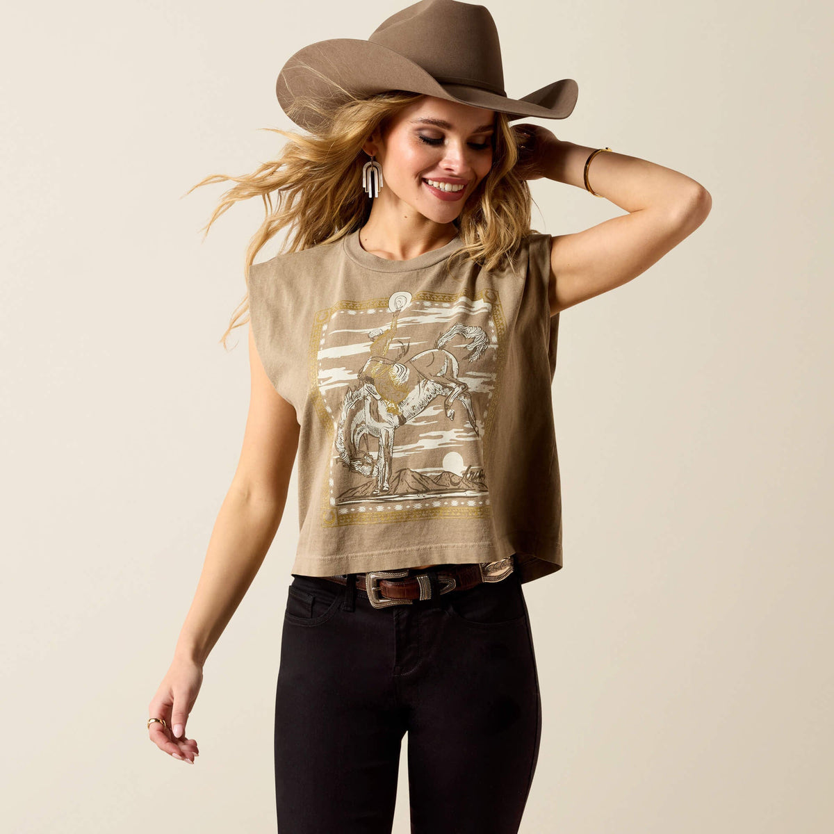Ariat Women's Faded Brown Bandana Rider Tee