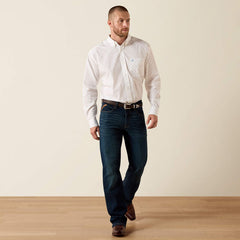 Ariat Men's White Medallion Print Wrinkle Free Cal Classic Fit Shirt