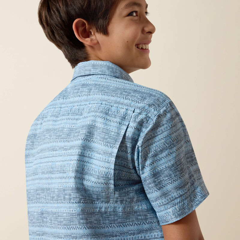 Ariat Boy's Bliss Blue Printed VentTEK Outbound Classic Fit Shirt