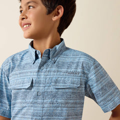 Ariat Boy's Bliss Blue Printed VentTEK Outbound Classic Fit Shirt