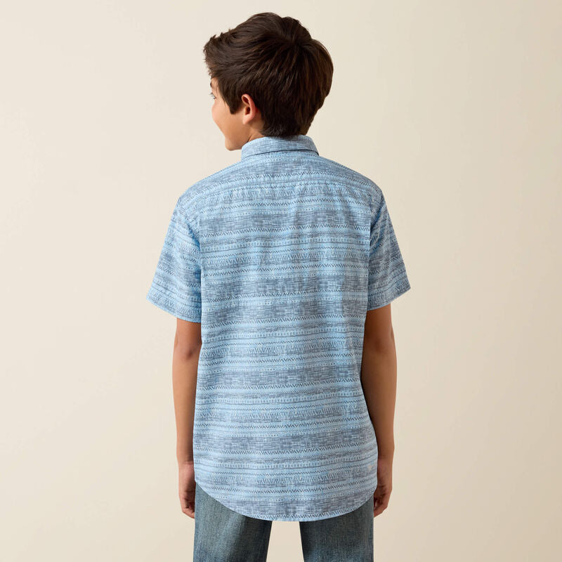 Ariat Boy's Bliss Blue Printed VentTEK Outbound Classic Fit Shirt