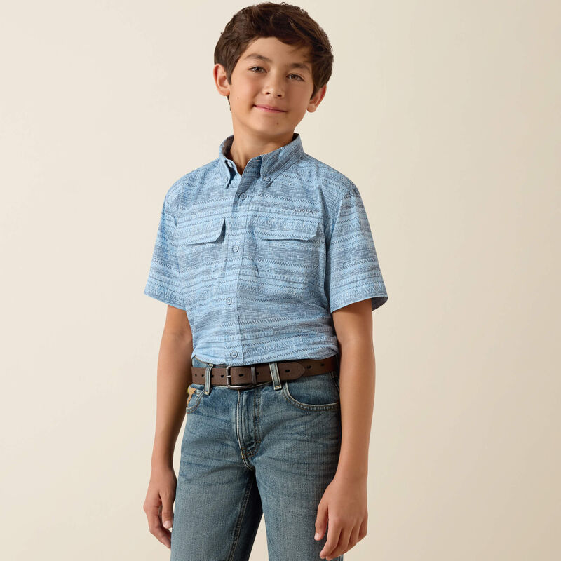 Ariat Boy's Bliss Blue Printed VentTEK Outbound Classic Fit Shirt