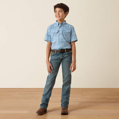 Ariat Boy's Bliss Blue Printed VentTEK Outbound Classic Fit Shirt