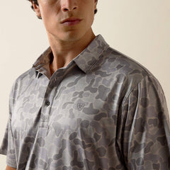 Ariat Men's All Over Sky Rocket Camo Print Heathered Fitted Polo