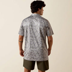 Ariat Men's All Over Sky Rocket Camo Print Heathered Fitted Polo