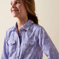 Ariat Girls' Western Motifs Shirt - Lavender
