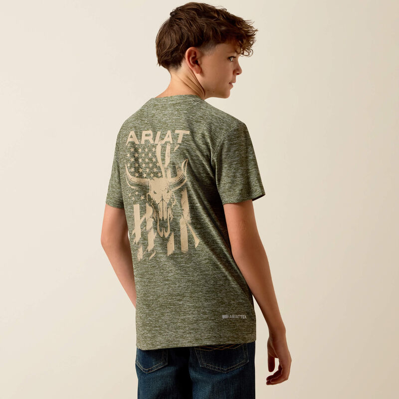 Ariat Boys Longskull Freedom Tee | Dark Olive