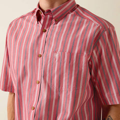 Ariat Men's Hibiscus Red Stripe Pro Series Bobby Classic Fit Shirt