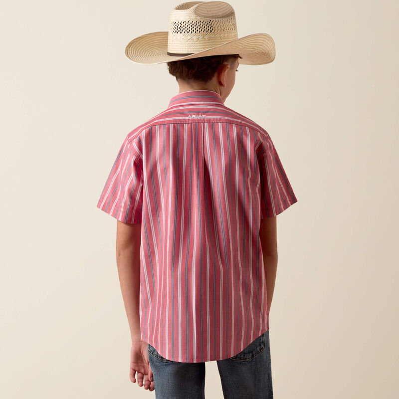 Ariat Boy's Hibiscus Red Stripe Pro Series Bobby Shirt