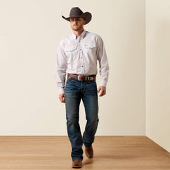 Ariat Men's Wrinkle Free Draco Long Sleeve Snap Shirt - White