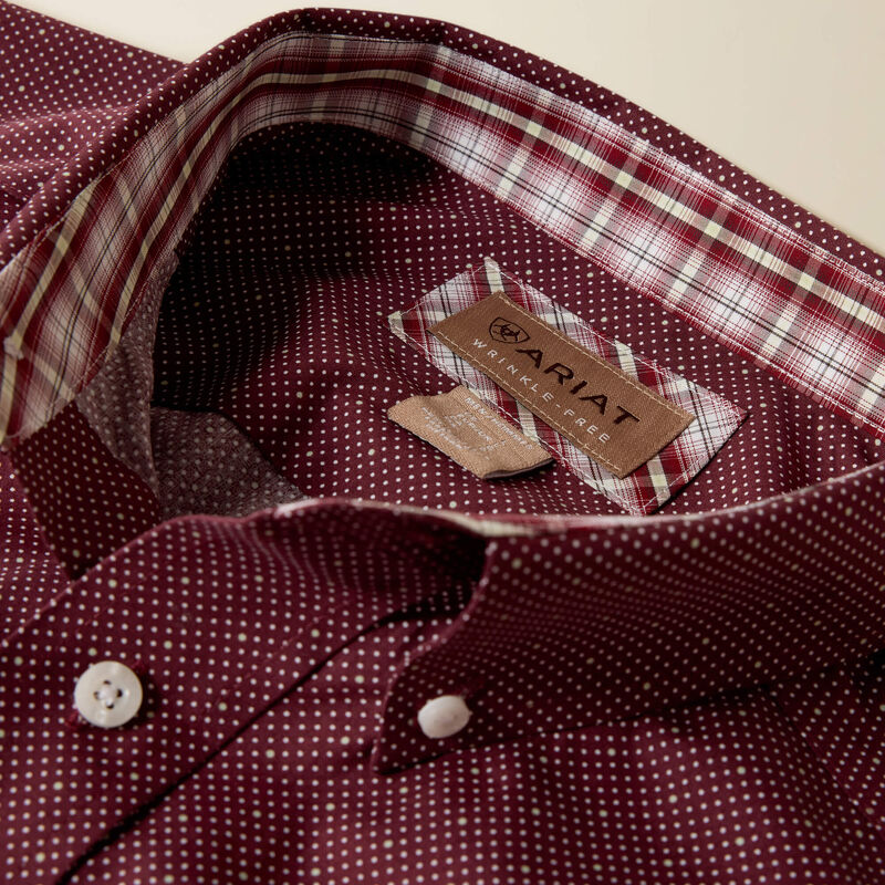 Ariat Men's Wrinkle Free Red Mahogany Wrenly Classic Fit Shirt