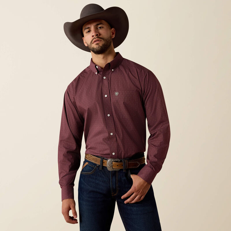 Ariat Men's Wrinkle Free Red Mahogany Wrenly Classic Fit Shirt