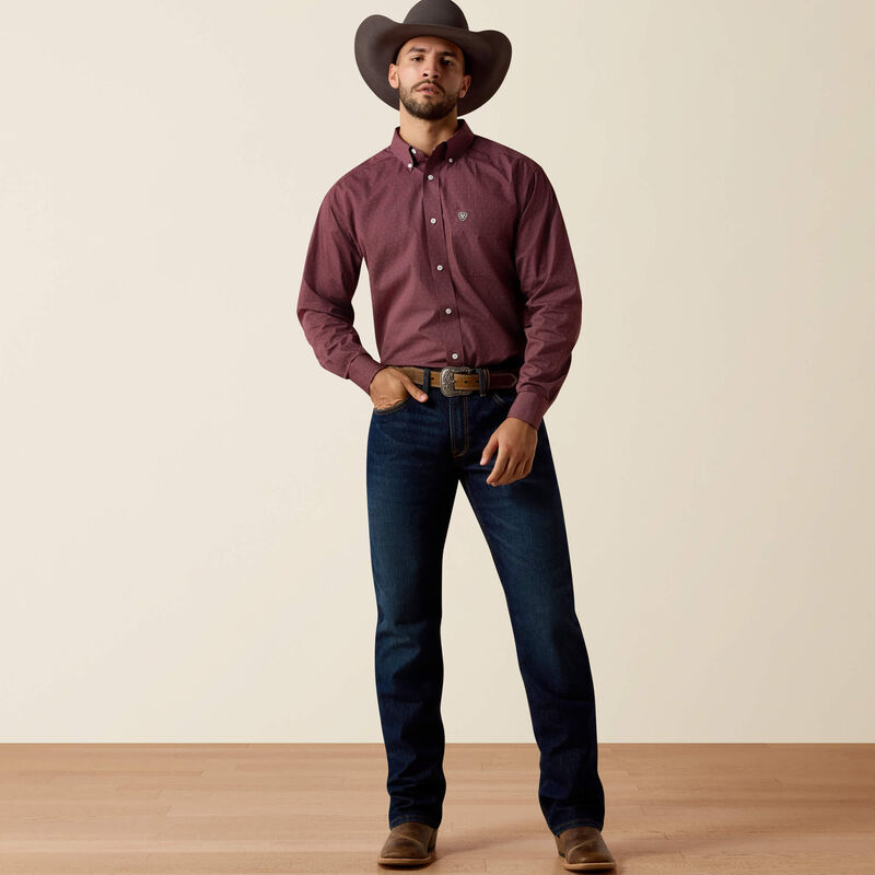 Ariat Men's Wrinkle Free Red Mahogany Wrenly Classic Fit Shirt