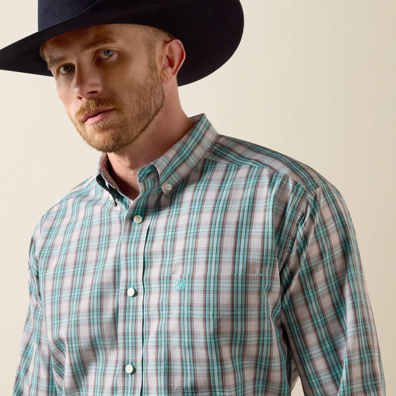 Ariat Men's Blue Turquoise Wrinkle Free Wolfe Classic Fit Shirt