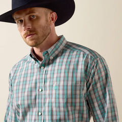 Ariat Men's Blue Turquoise Wrinkle Free Wolfe Classic Fit Shirt