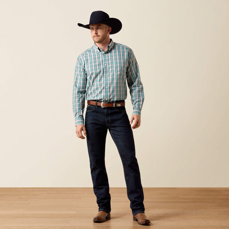 Ariat Men's Blue Turquoise Wrinkle Free Wolfe Classic Fit Shirt