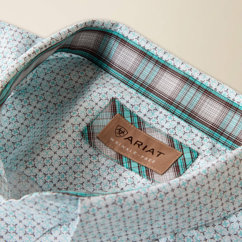 Ariat Men's White Geo Print Wrinkle Free Classic Fit Shirt