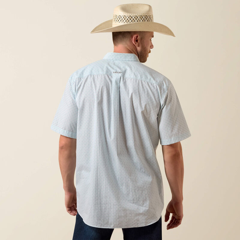 Ariat Men's White Geo Print Wrinkle Free Classic Fit Shirt