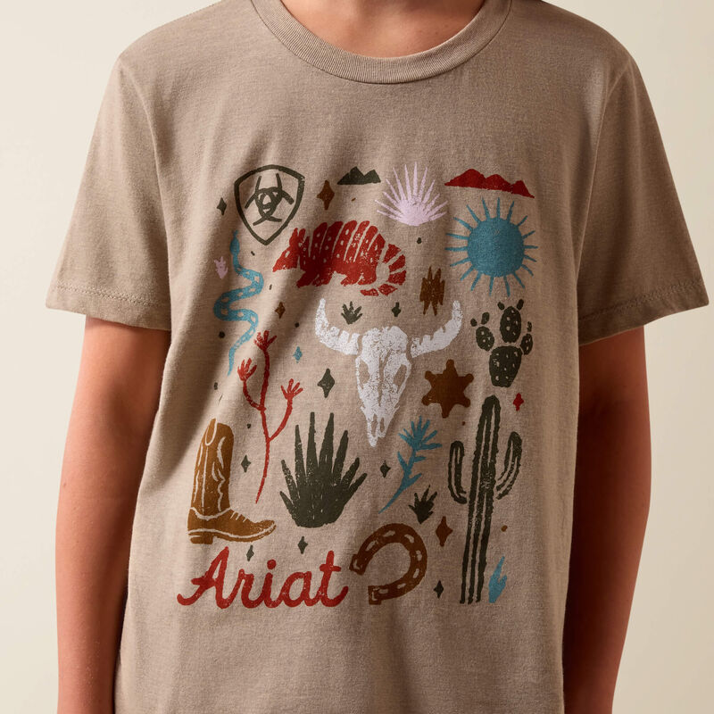 Ariat Girls Western Tan Collage Tee