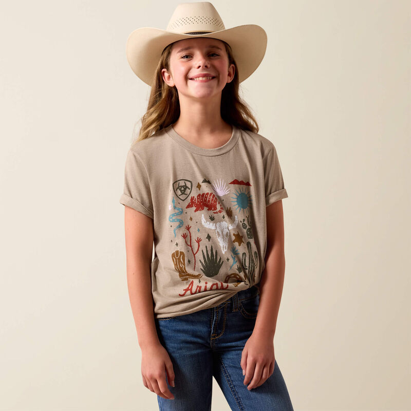 Ariat Girls Western Tan Collage Tee
