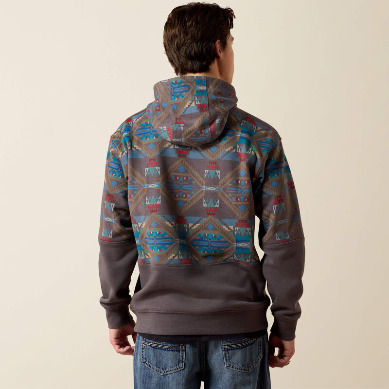 Ariat Men's Color Block Hoodie | Medium Grey Southwest