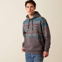 Ariat Men's Color Block Hoodie | Medium Grey Southwest