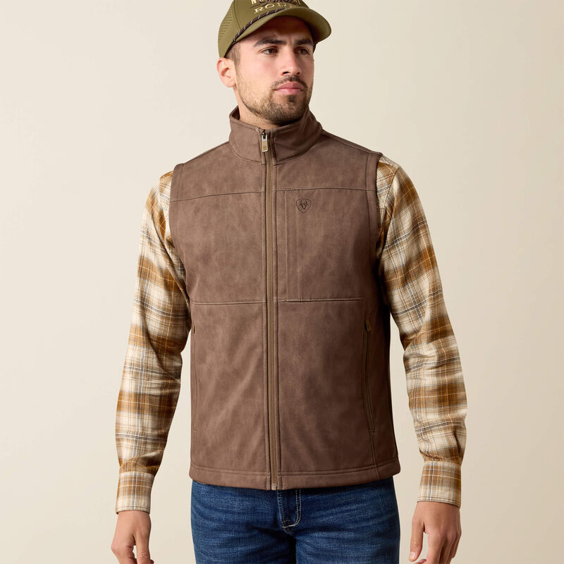 Ariat Men's Vernon Softshell Vest | Wren Faux Leather Print