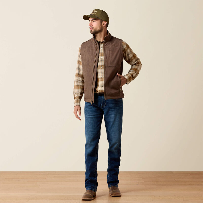 Ariat Men's Vernon Softshell Vest | Wren Faux Leather Print