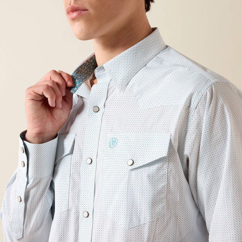 Ariat Men's Wrinkle Free Brennon Fitted Snap Shirt | White