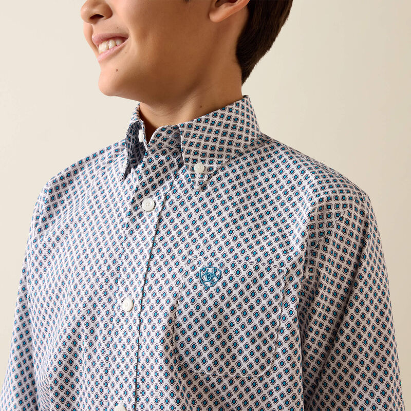 Ariat Boys Perez Classic Fit Shirt | White Geo Print