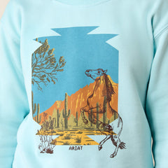 Ariat Girls Stallion Crew Sweatshirt | Aqua