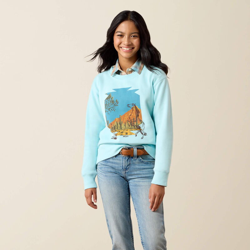 Ariat Girls Stallion Crew Sweatshirt | Aqua