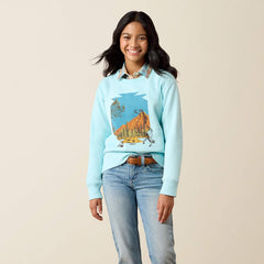 Ariat Girls Stallion Crew Sweatshirt | Aqua