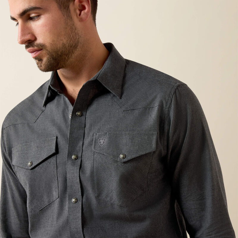Ariat Men's Solid Twill Fitted Shirt | Charcoal Heather