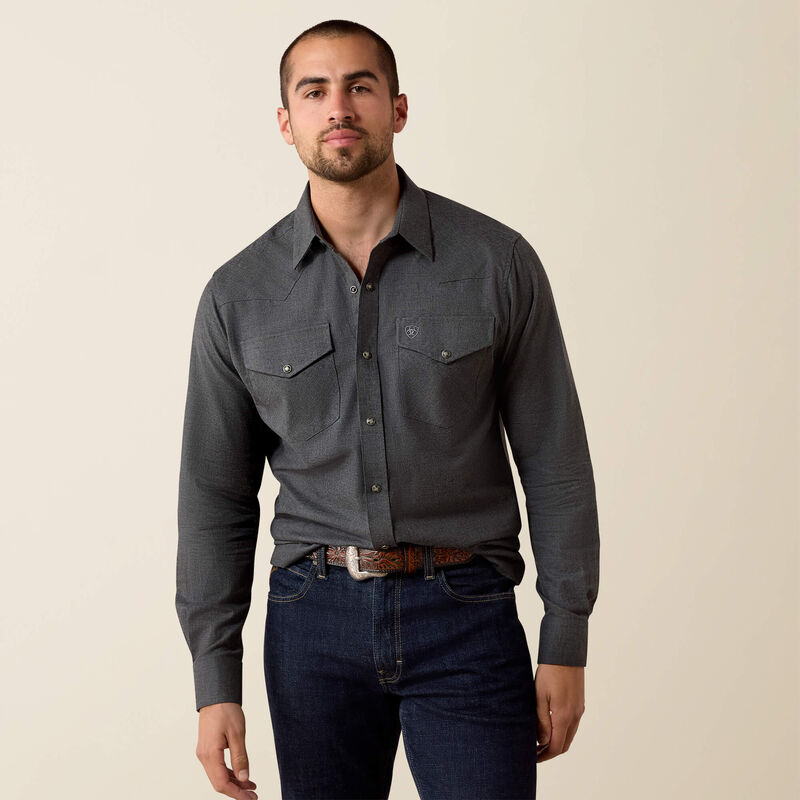 Ariat Men's Solid Twill Fitted Shirt | Charcoal Heather