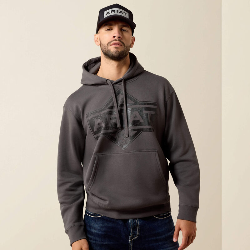 Ariat Men's Leather Diamond Hoodie | Dark Shadow