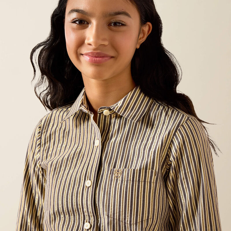 Ariat Girls Kirby Shirt | Chocolate Plum Stripe