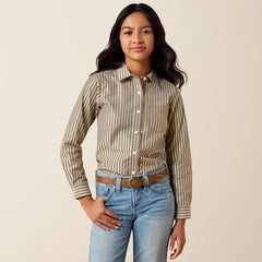 Ariat Girls Kirby Shirt | Chocolate Plum Stripe
