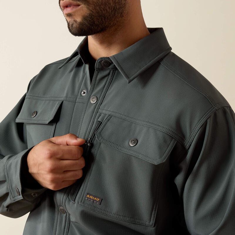 Ariat Men's Rebar DuraStretch Utility Softshell Shirt Jacket | Steel Green