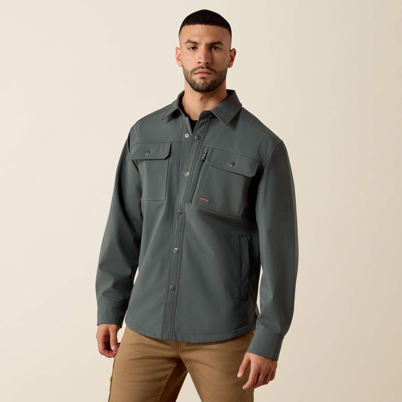 Ariat Men's Rebar DuraStretch Utility Softshell Shirt Jacket | Steel Green