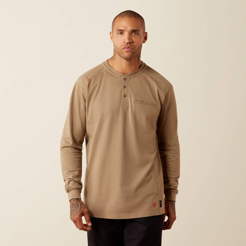 Ariat Men's FR Air Henley Shirt | Field Khaki