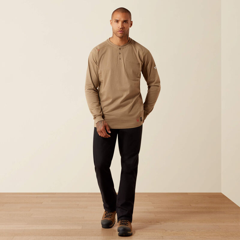 Ariat Men's FR Air Henley Shirt | Field Khaki