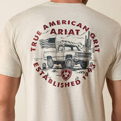 Ariat Men's Oatmeal Heather Trucker Freedom Flag Tee