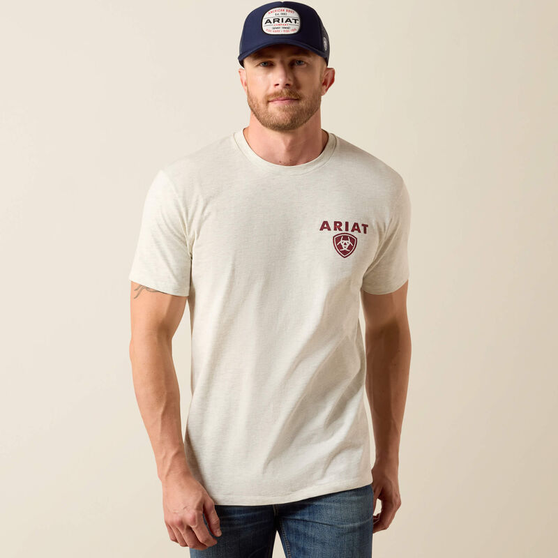 Ariat Men's Oatmeal Heather Trucker Freedom Flag Tee