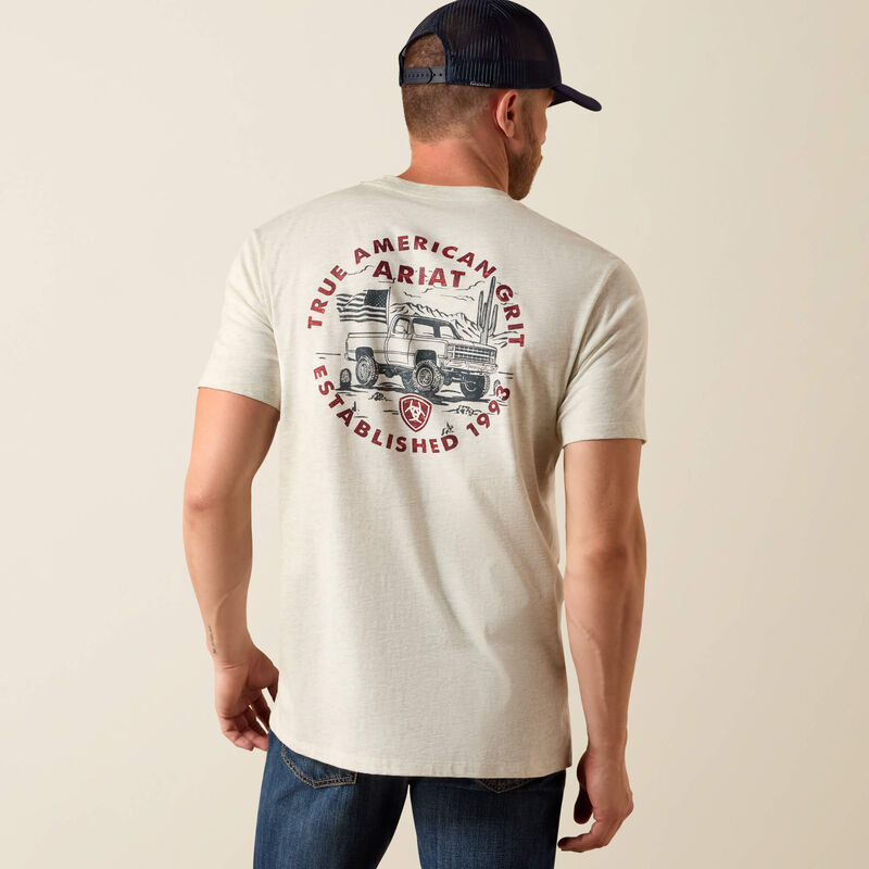 Ariat Men's Oatmeal Heather Trucker Freedom Flag Tee
