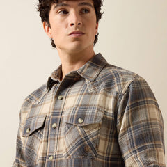 Ariat Men's Retro Waffle Button Down Fitted Shirt | Oyster Grey Plaid